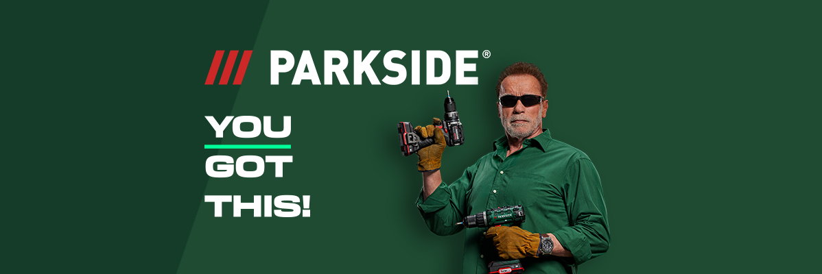 Arnold Schwarzenegger shows Parkside drills.