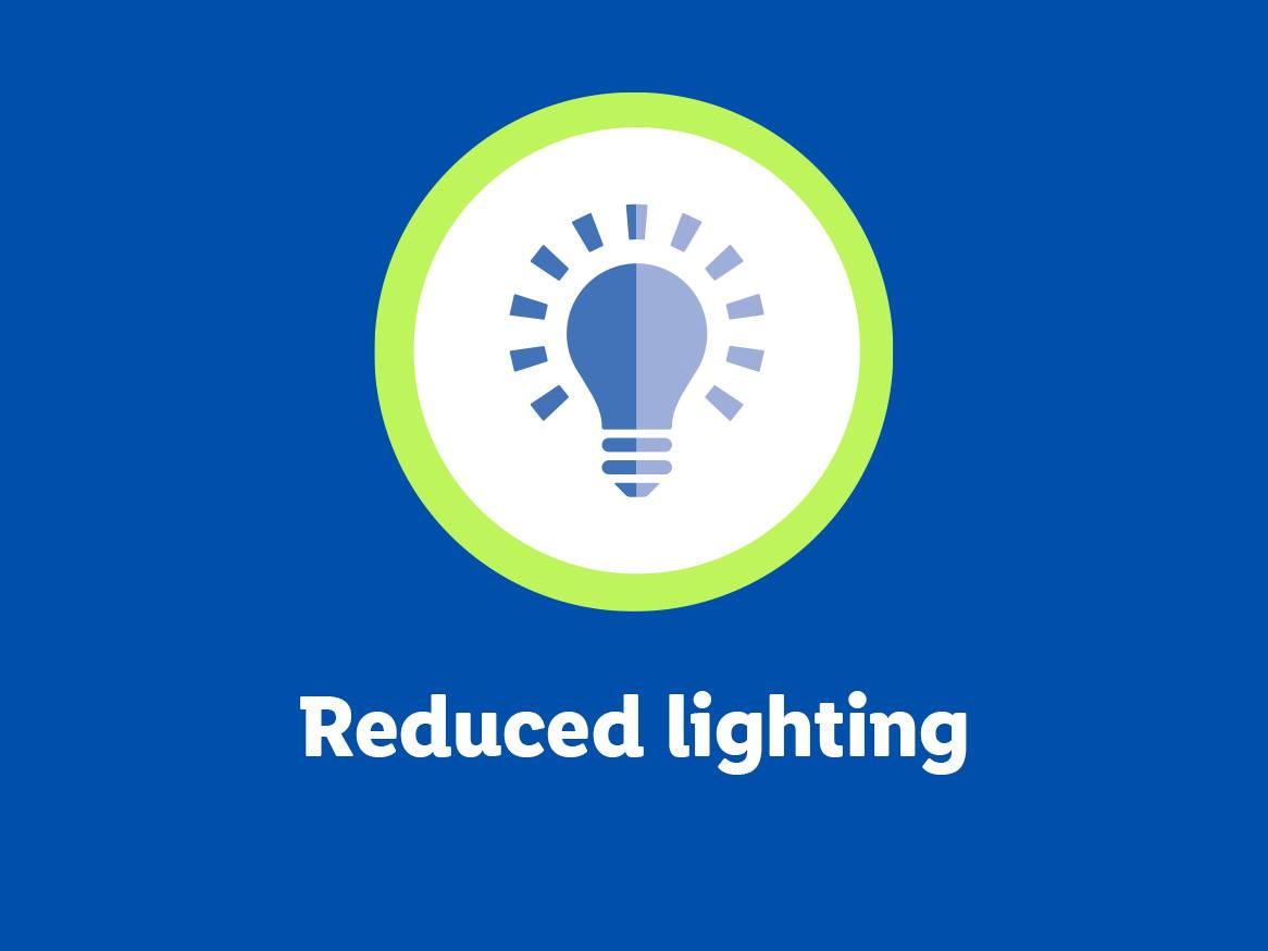 Illustration of a lightbulb with rays, indicating reduced lighting.