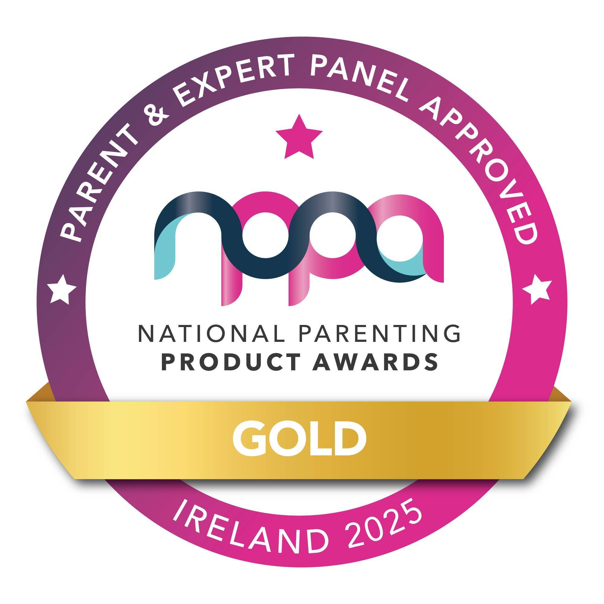 National Parenting Product Awards Gold, Parent & Expert Panel Approved, Ireland 2025