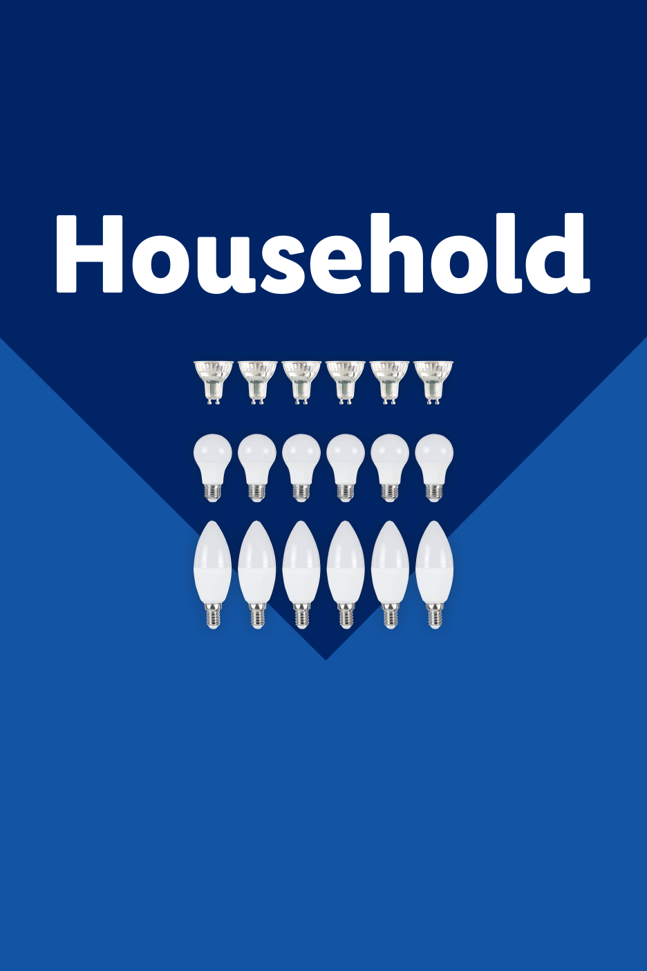 Household light bulbs in various shapes and sizes on a blue background.