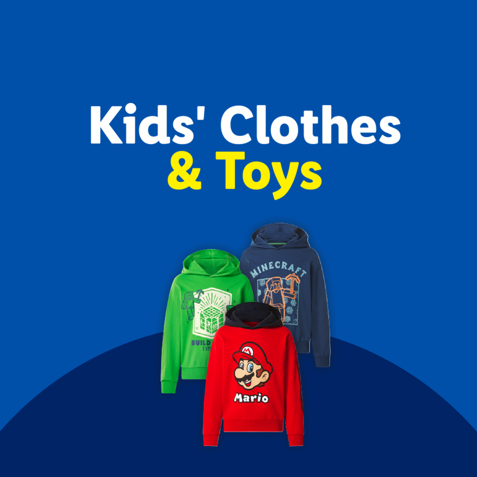 Kids' Clothes & Toys: three hoodies featuring popular video game characters and themes.