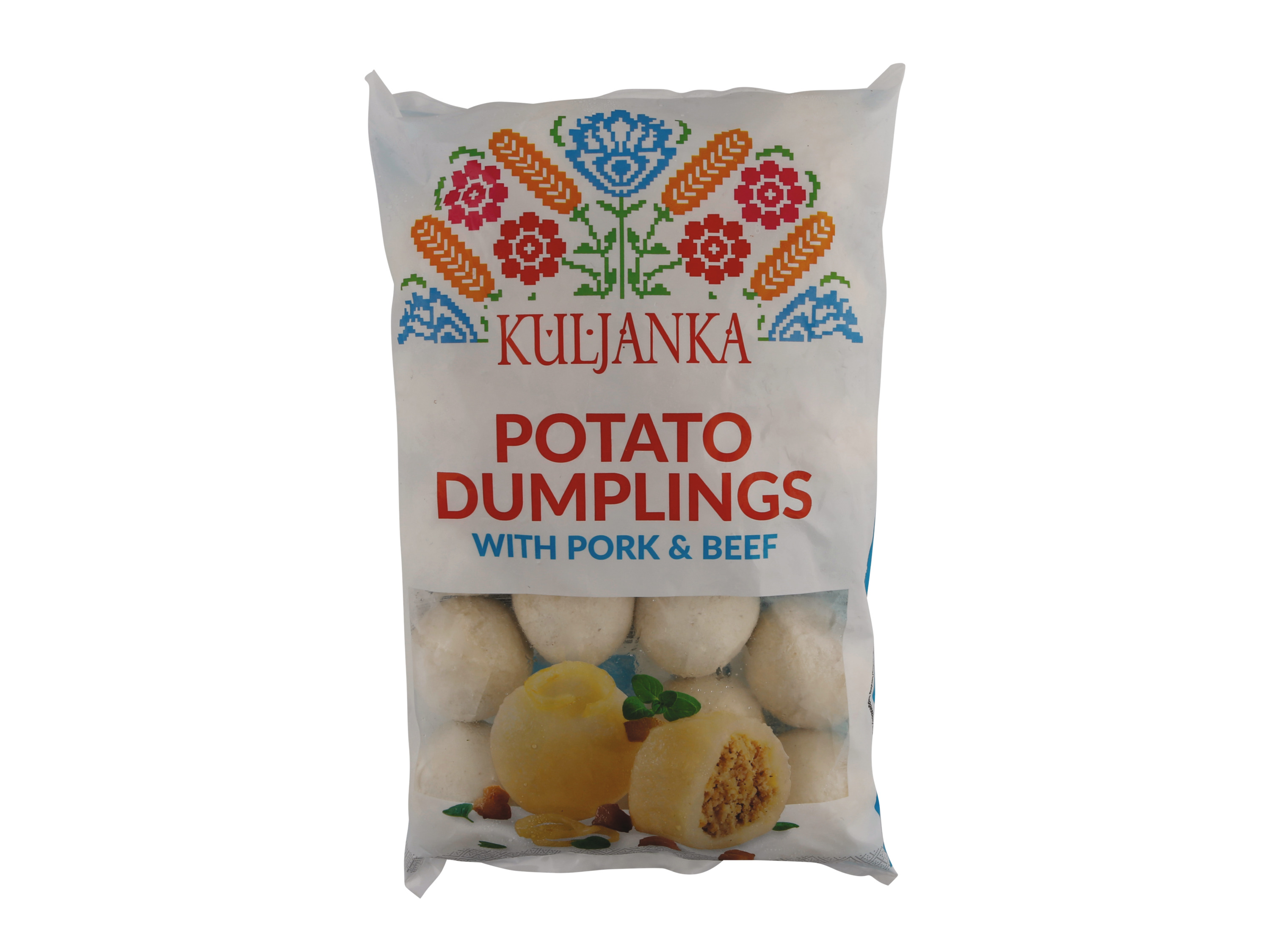 Kuljanka Potato Dumplings with Pork & Beef in a package.